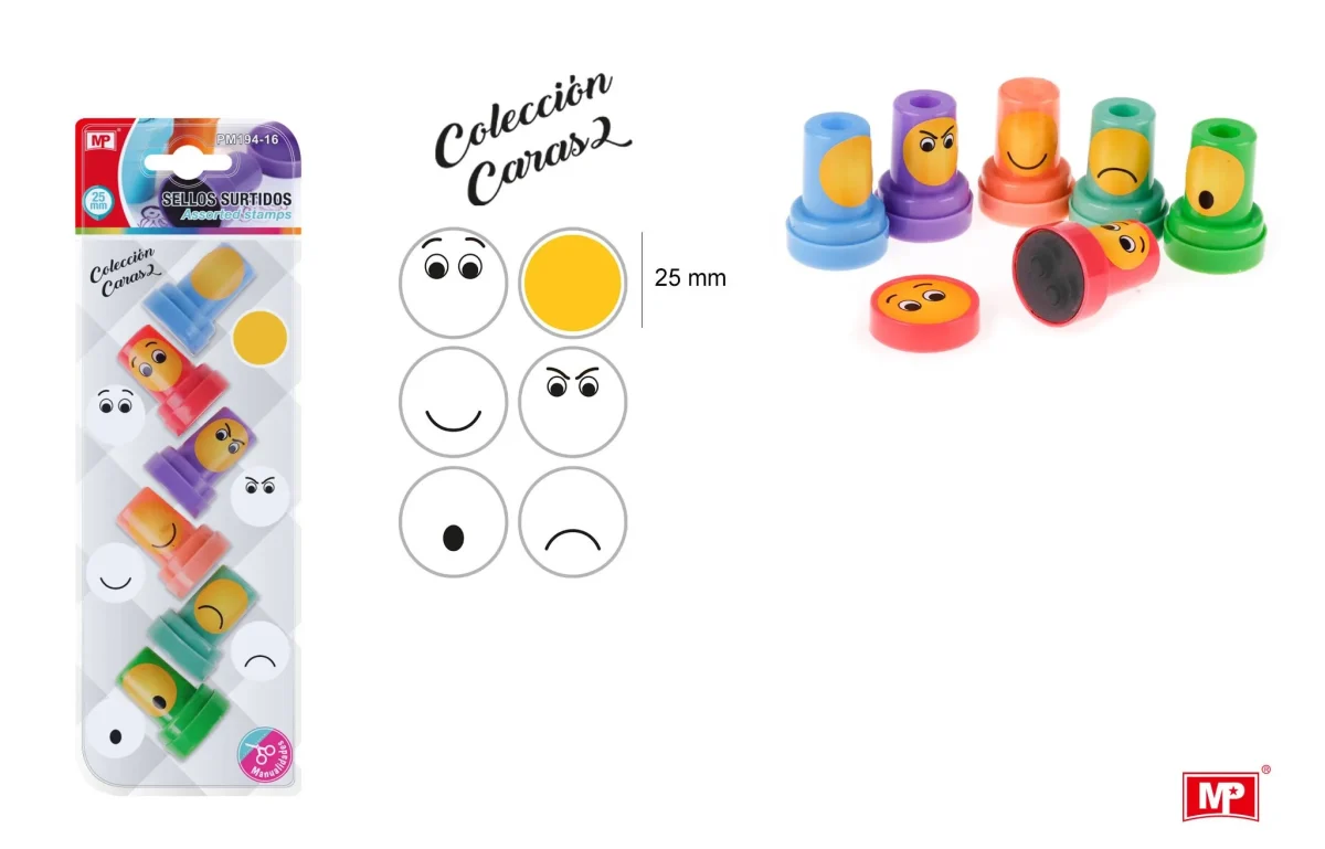 Set De Timbres Para Niños Coleccion Caritas X 6Udsdo1