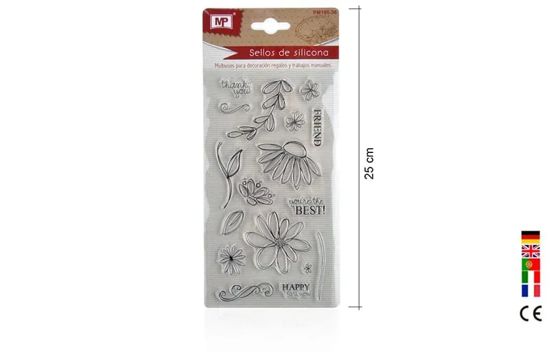 Set Timbres De Silicona P/Scrapbooking #36 Amistad/Floresdo1