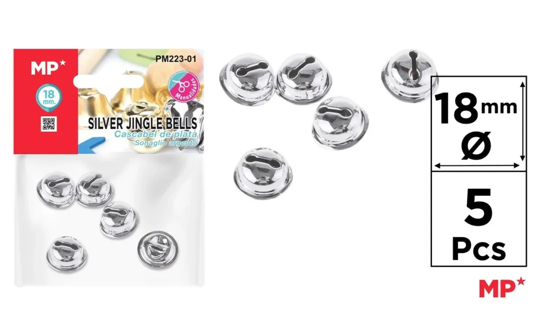 Set De Cascabel 18mm X 5Uds Color Plata1