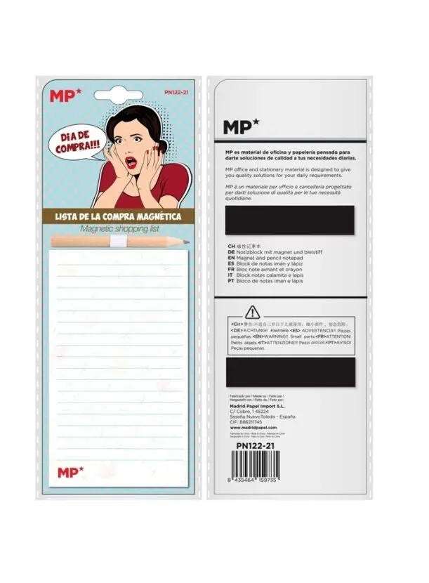 Block De Notas Magnético C/Lápiz, Diseño Mujer, Madrid Papel1