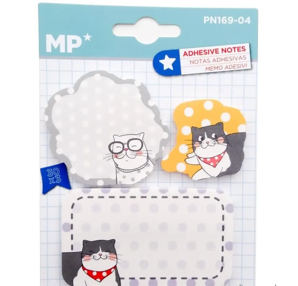 Set De Notas Adhesivas 3 Modelos Gatos 30Hjs - Madrid Papel1