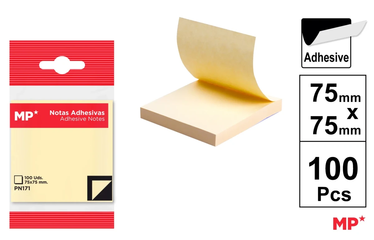 Set De Notas Adhesiva 75X75MM 100H Color Amarillo1