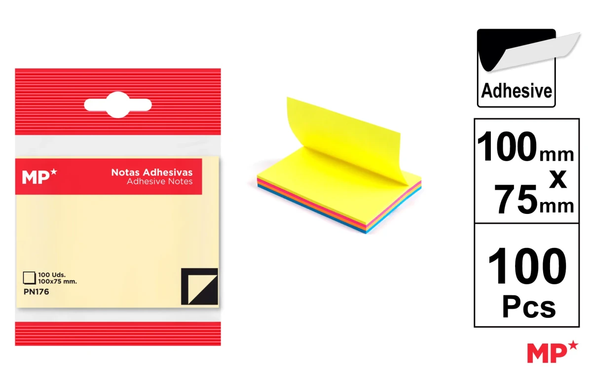 Set De Notas Adhesivas 100x75mm X 100H Color Variado1