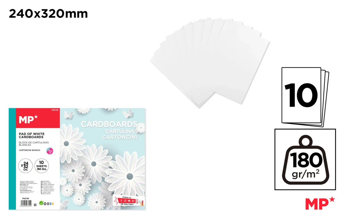 Block De Cartulina 24x32 Cm X 10 Hjs Color Blanco (MP)1
