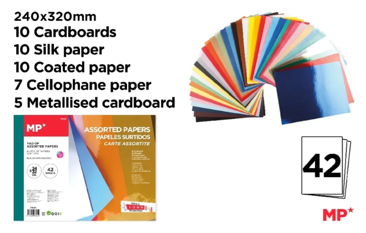 Block De Papel Surtido Para Manualidades 24x32cm X 42Hjs Marca Madrid Papel Color Variado(MP)1