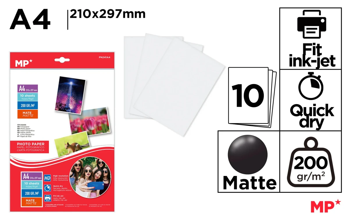 Papel Fotográfico 10 Hojas A4 (MP)1