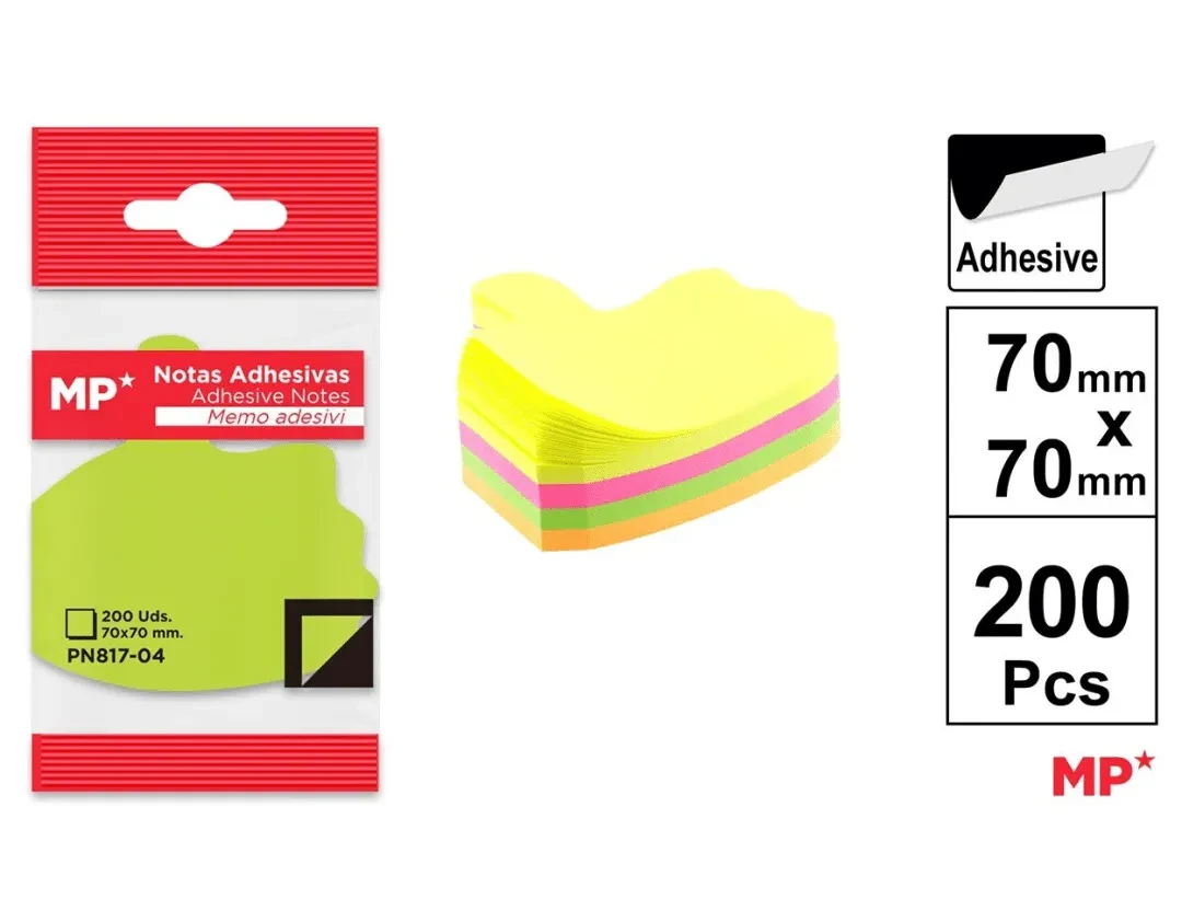 Set De Notas Adhesiva Diseño Mano 70X70MM 200H Color Variado1