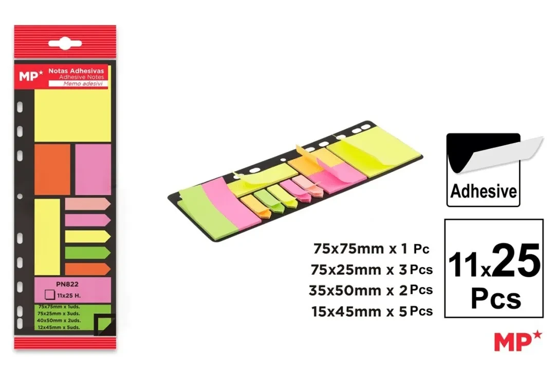 Set De Notas Adhesivas Neon Para Carpetas 11X25Hdo1