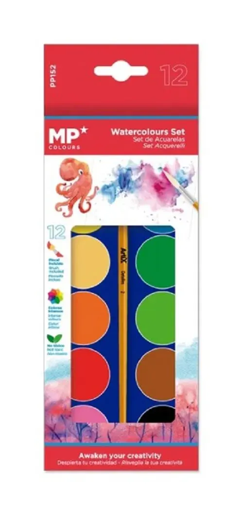 Set De Acuarela 12Uds + Pincel Marca Artix - Color Variado1