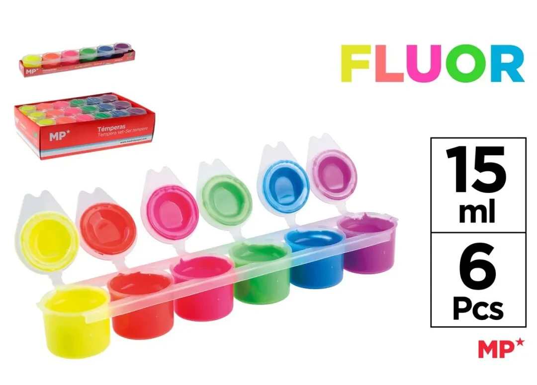 Set De Tempera 6 Colores Flourescentes x 15Ml Color Variado1