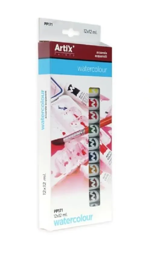 Set De Acuarela de 12 Tubos 12Ml, Marca Artix, Color Variado1