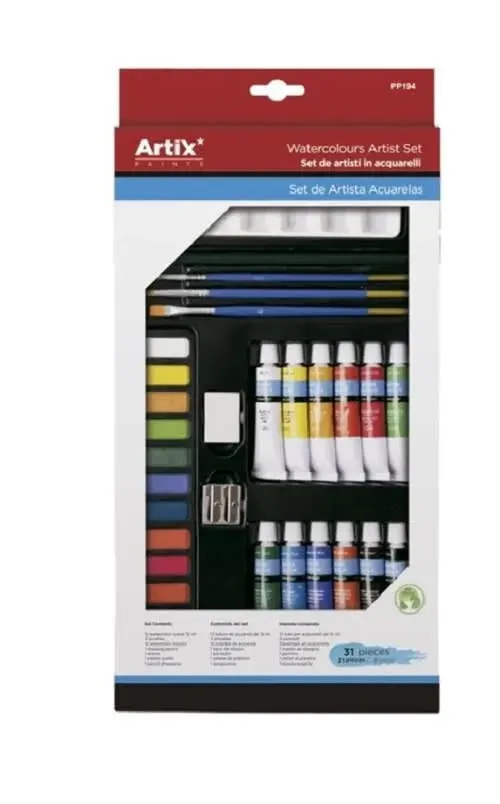 Set Profesional de acuarela 31pz, Marca Artix, Color Variado1