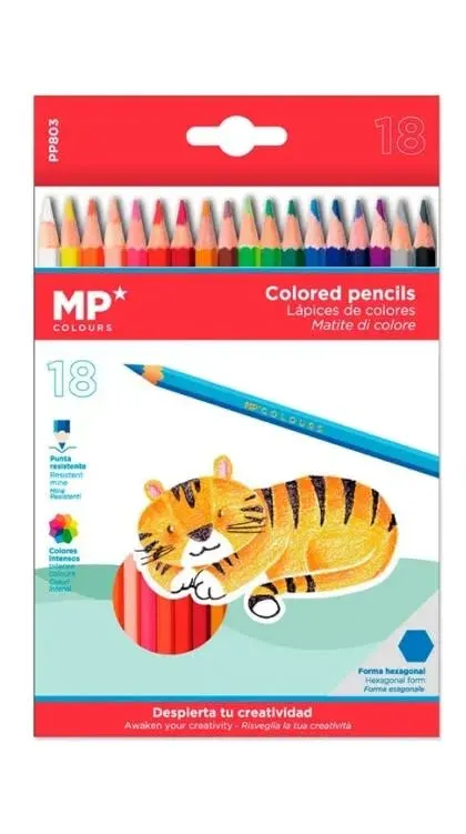 Caja de Lapices De Color Hexagonal x18 UN Marca Madrid Papel1