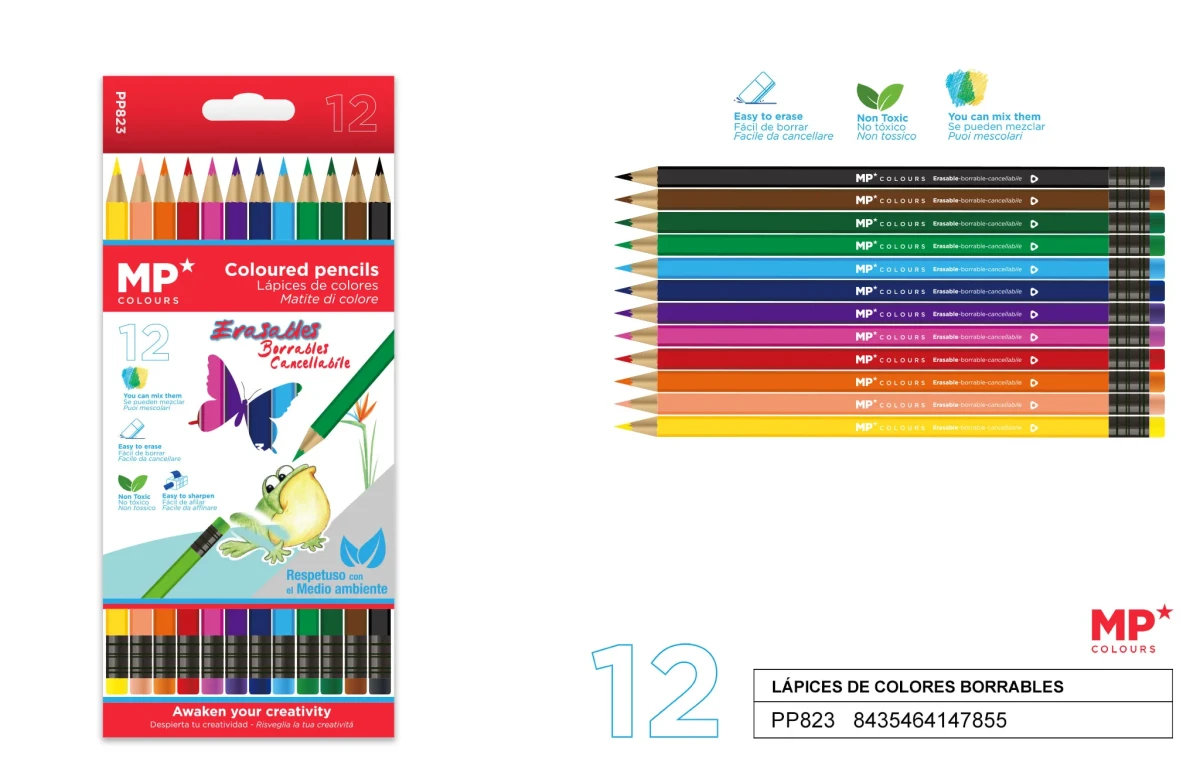 Lapices De Colores Borrables x12 uds Color Surtido1