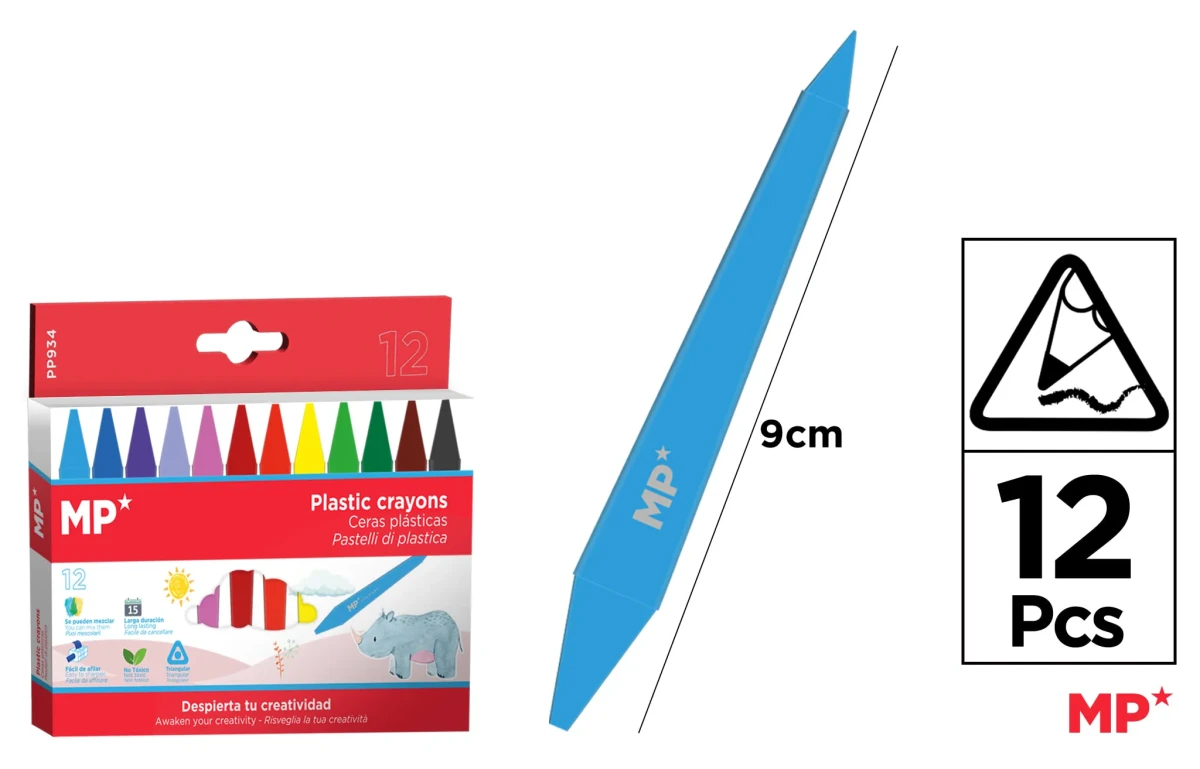 Caja De Lapices De Cera Triangular X 12 Doble Punta1