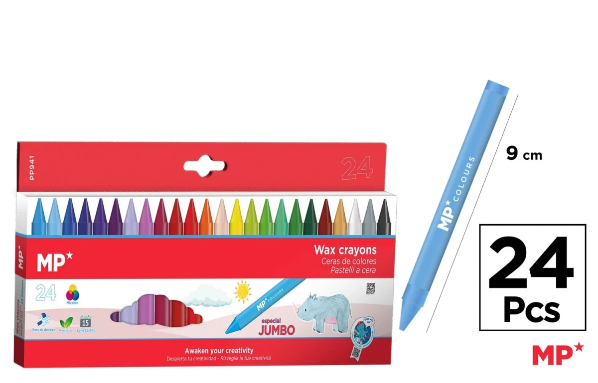 Caja De Lapices De Cera Jumbo Kids X 24Uds Color Surtido1
