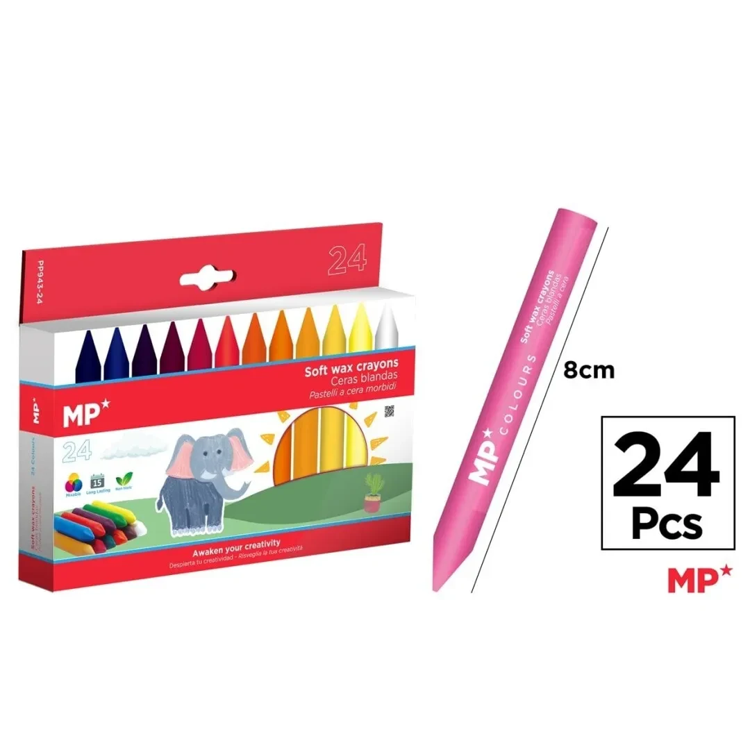 Caja De Lapices De Cera Blanda 8cm X 24Uds Color Surtido1