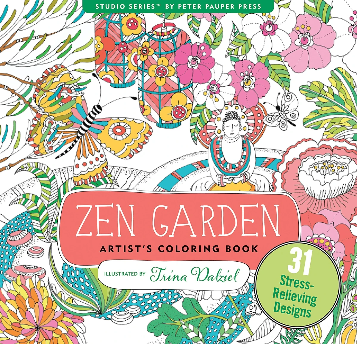 Libro para Pintar Diseño Adultos Jardín Zen- Peter Pauper1