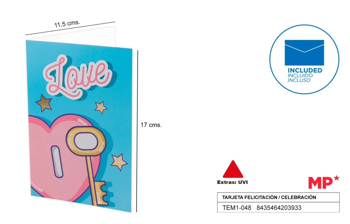 Tarjeta Felicitación / Amor Corazón 11.5 X 17 Cm1