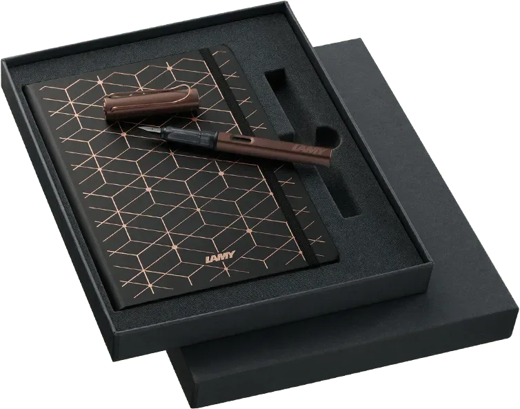 Set Pluma Lamy LX F Marron + Libreta A5 café1