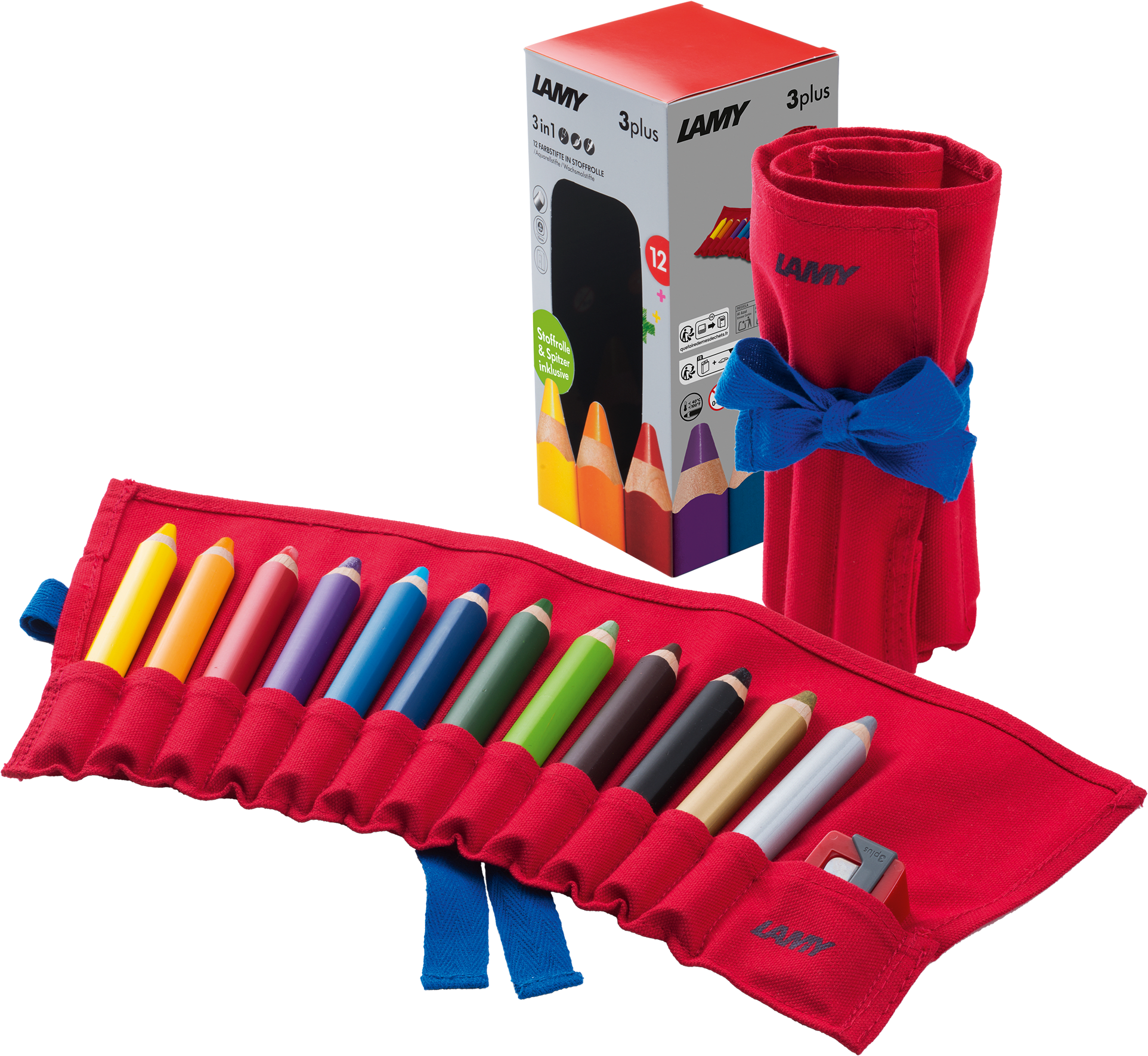 Lápices de colores Lamy 3Plus 12Pc + Saca Punta + Estuche Lona W419 (LA)1