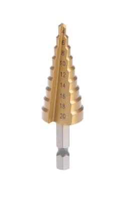 Broca Escalonada Titanio Paso HSS 4-20mm1