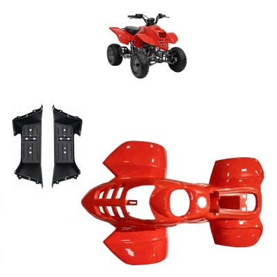 Carcasa Plástica ATV 110cc c/Pisaderas Rojo1
