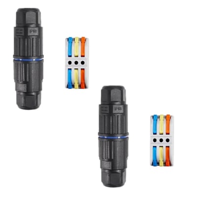 Conector de Cable Impermeable IP68 3 Vías para Exteriores X 2 Unid.1