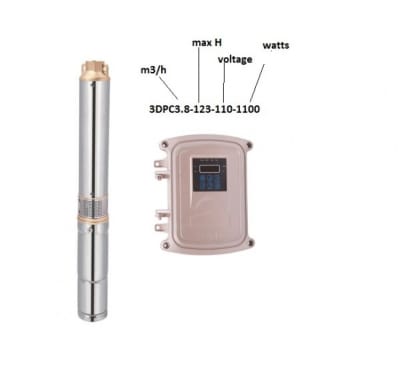 Bomba Solar Pozo Profundo 3,8m3/h H123m c/Controlador1