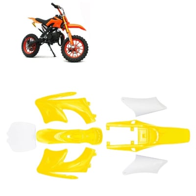 Carcasa Plástica Mini Moto Cross Dirt Bike 47-49cc 2T Amarillo-Blanco4