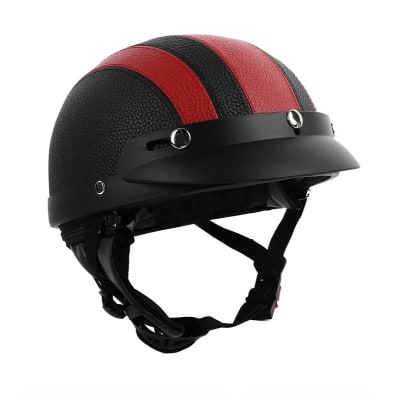 Casco Urbano Moto 55-60cm Protector Oreja Negro/Rojo7
