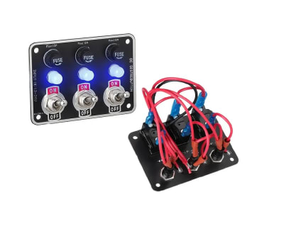 Panel de Interruptores Indicador LED y Portafusibles 3 Bandas1