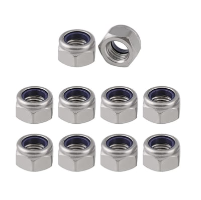 Tuerca Hexagonal M10 Con Seguro Nylon Paso 1.5 x 10 Unid1