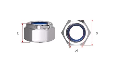 Tuerca Hexagonal Seguridad Zinc 8mm Paso 1.25 x 20 Unid.3