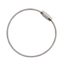 Cable Llavero Acero Inoxidable Seguro 75mm Plateado