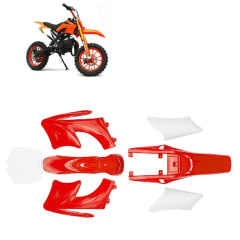 Carcasa Plástica Mini Moto Cross Dirt Bike 47-49cc 2T Rojo-Blanco