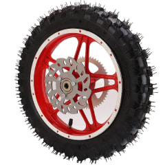 Neumático 10D 2.50-10 con Llanta - Cámara - Disco - Catalina - Buje Trasera Rojo