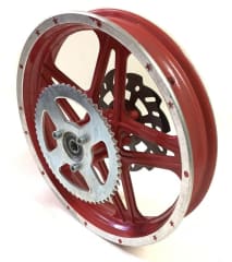 Llanta 10D 2.50-10 Alum con Catalina y disco freno mini moto cros 49cc Roja Trasera
