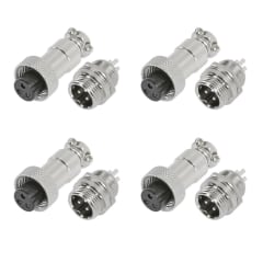 4 Pack Conector Aviación Gx-12 3p Macho/Hembra