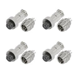 4 Pack Conector Aviación Gx-16 5p Macho/hembra Plateado