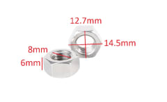 Tuerca Hexagonal M T-5 P-1.25 8mm Zincada x 5 Unid.