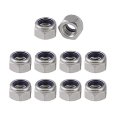 Tuerca Hexagonal M10 Con Seguro Nylon Paso 1.5 x 10 Unid