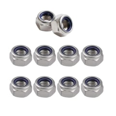 Tuerca Hexagonal Seguridad Zinc 8mm Paso 1.25 x 10 Unid.