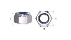 Tuerca Hexagonal Seguridad Zinc 8mm Paso 1.25 x 5 Unid.