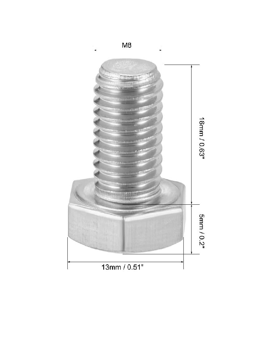 10 Pernos Hexagonal M8X16mm Acero Inoxidable3