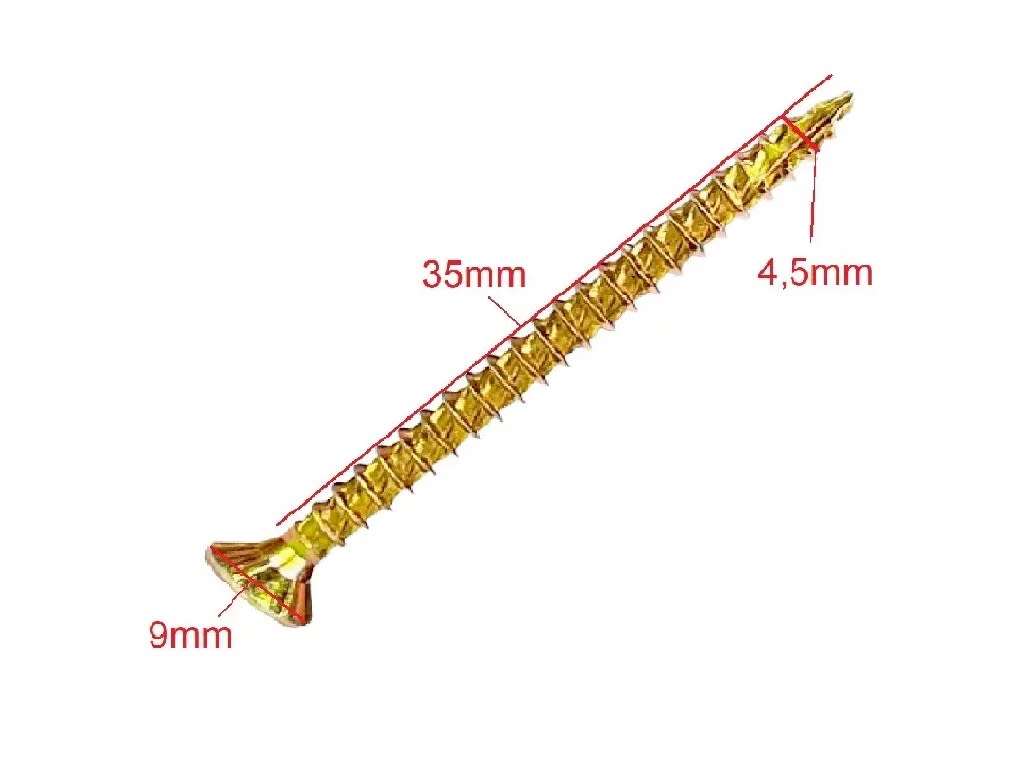 10 Tornillos Roscalata Amarillo #9 4,5x35mm2
