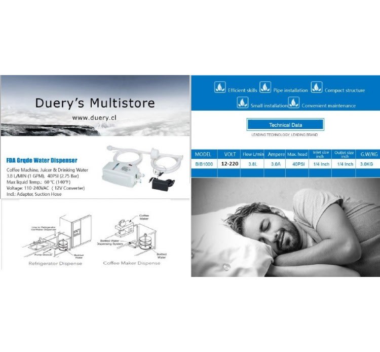 Bomba BIB1000 12vdc 220vac Dispensadora Agua Simple3