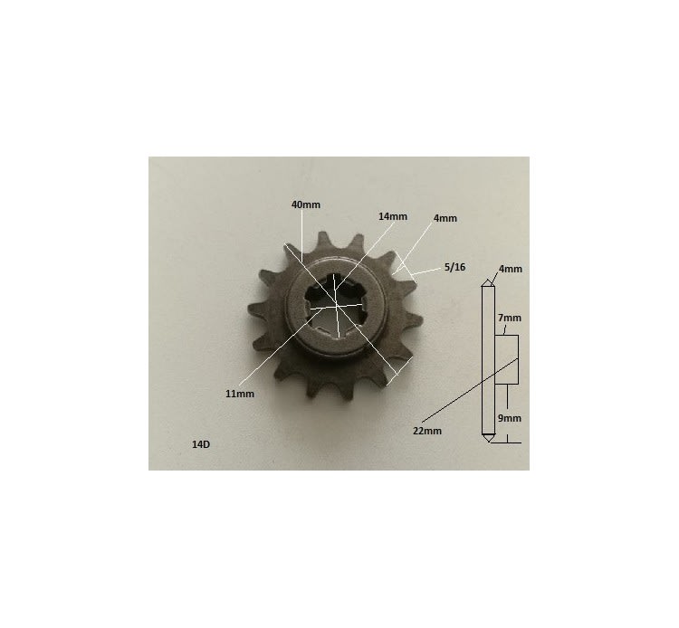 Piñon 219H 14T eje 14mm Motor 49cc5