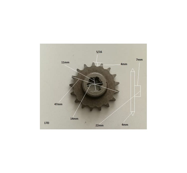 Piñon 219H-17T eje 14mm Motor 49cc1