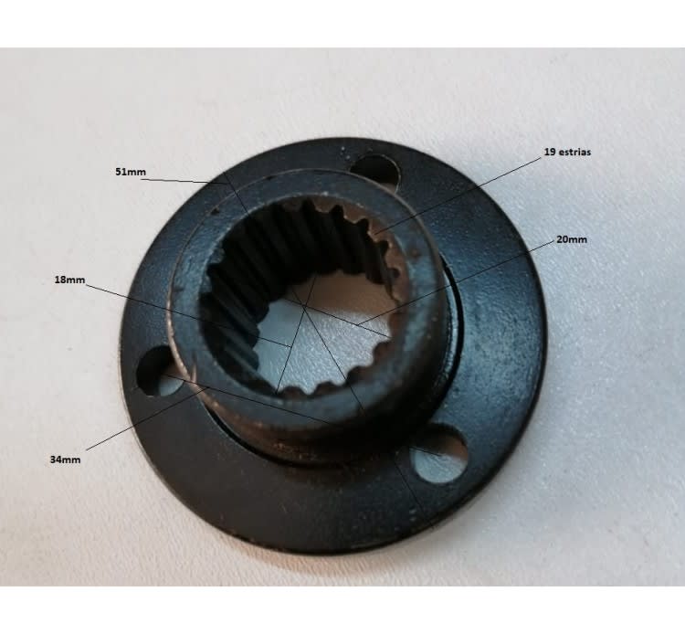 Maza 3P34mm Eje DI-18-20mm DI-19 Dientes6